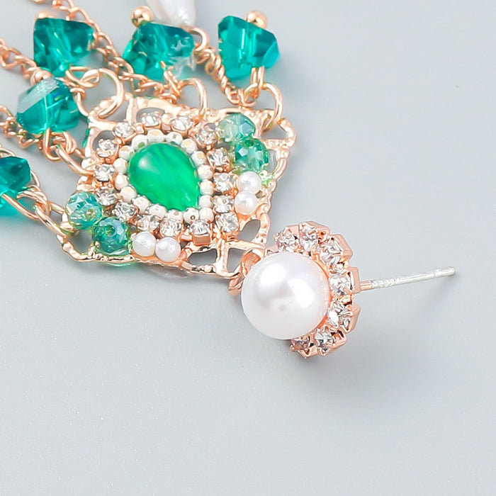 Fashion Alloy Acrylic Beads Tassel Earrings