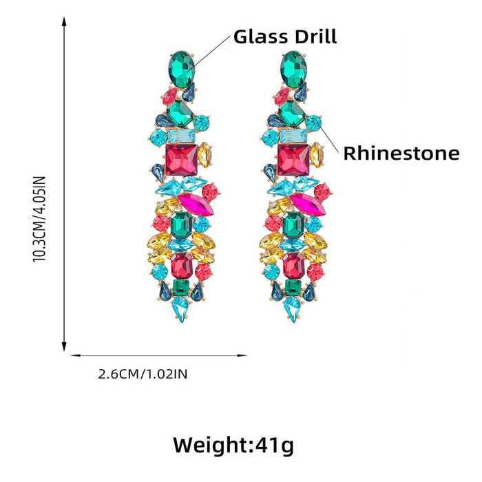 Fashion Exaggerated Rhinestone Long Geometric Earrings
