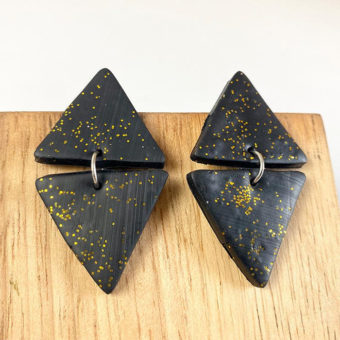 Temperament Dark Moon Geometric Clay Earrings Earrings