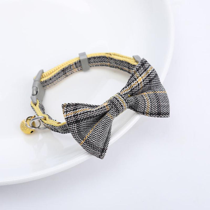 Plaid Bow-knot Small Dog Collar Perro Adjustable Polyester Puppy Collier Chien Medium Dog Pet Accessories Cats Products For Pets