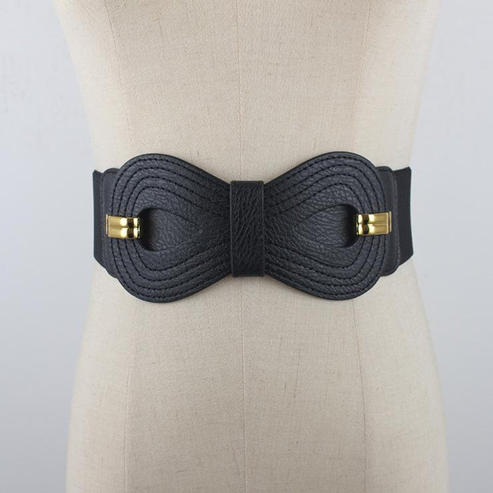 Fashionable Hollow Bow Decorative Wide Belt