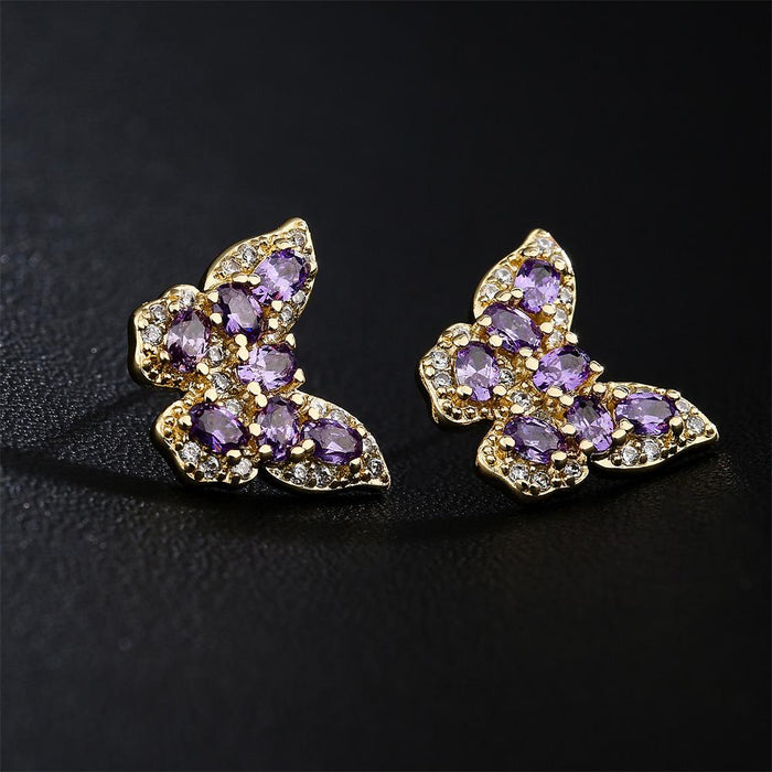 New Fashion Versatile Zircon Butterfly Earrings Stud Earrings