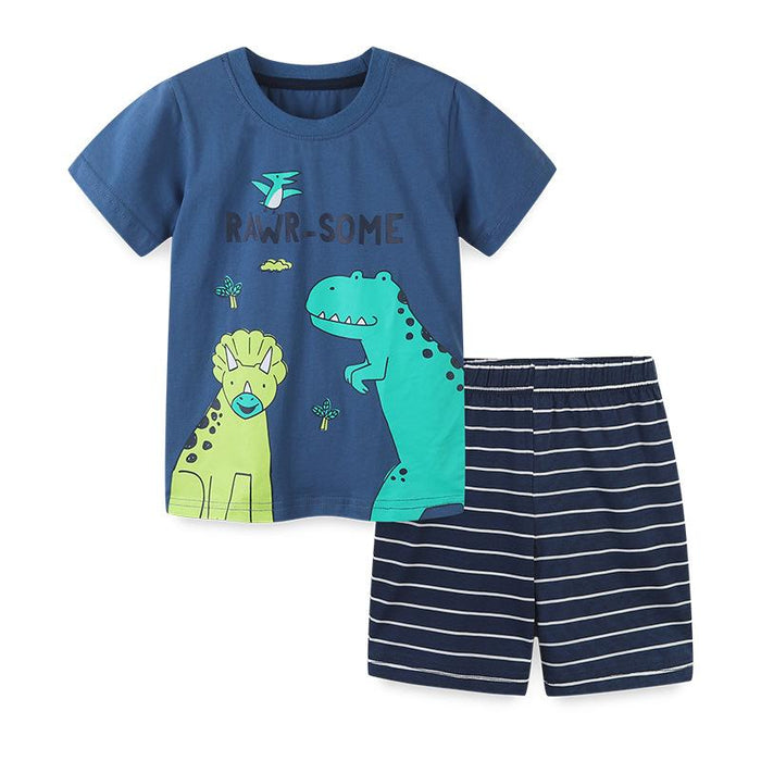 Children's suit short sleeved T-shirt two piece set