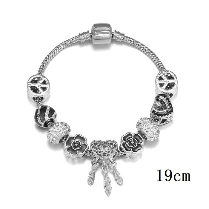 DIY Big Hole Bead Hollow Heart Dream Catcher Bracelet