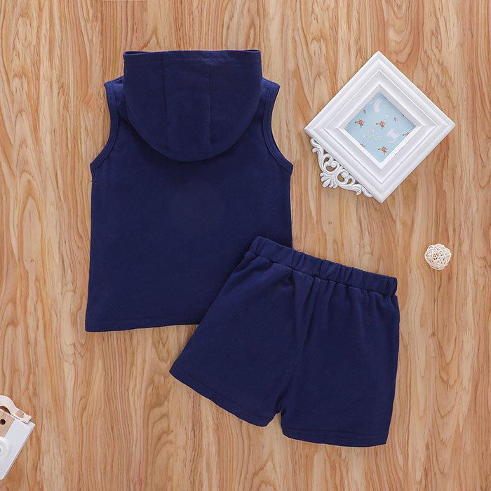 Sleeveless lettered Top + shorts two piece suit