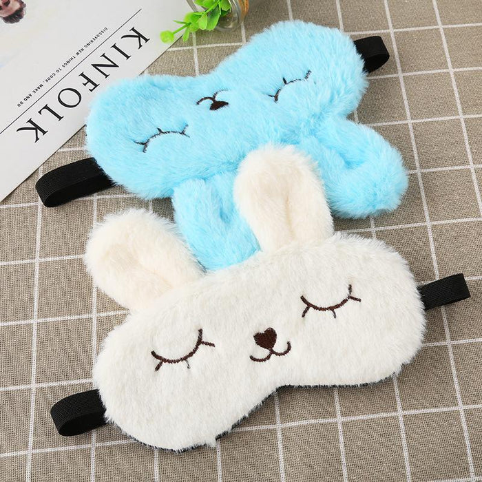 Cartoon Shading Cute Plush Squinting Rabbit Eye Mask