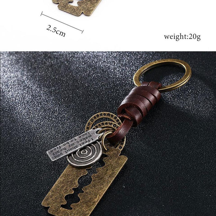 Vintage key chain punk leather metal key chain creative personality key chain