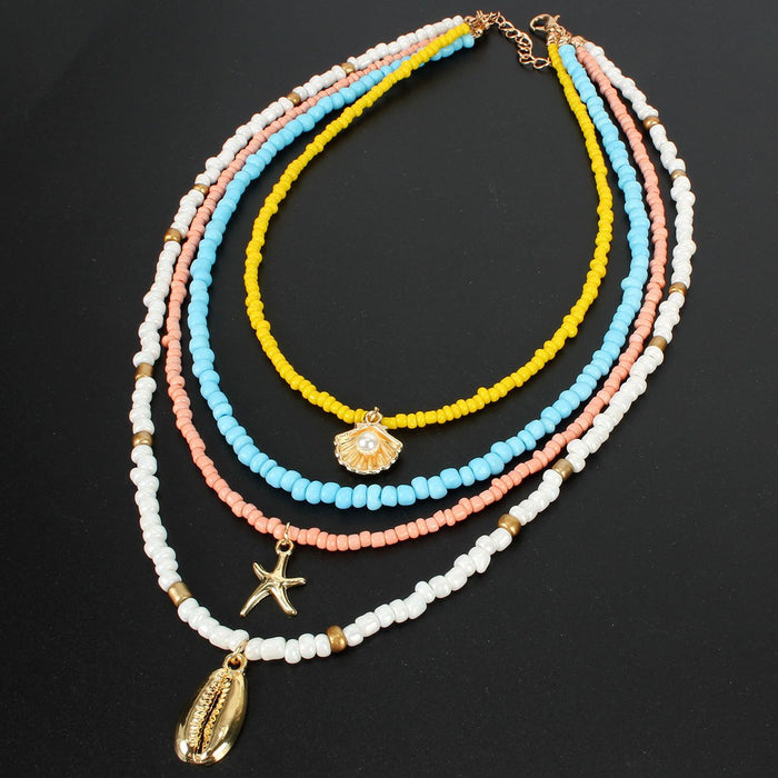Female Exaggerated National Style Beaded Shell Starfish Necklace Accessories