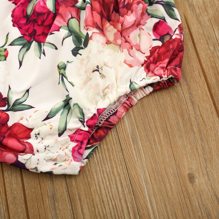Girls' solid color flower printed briefs