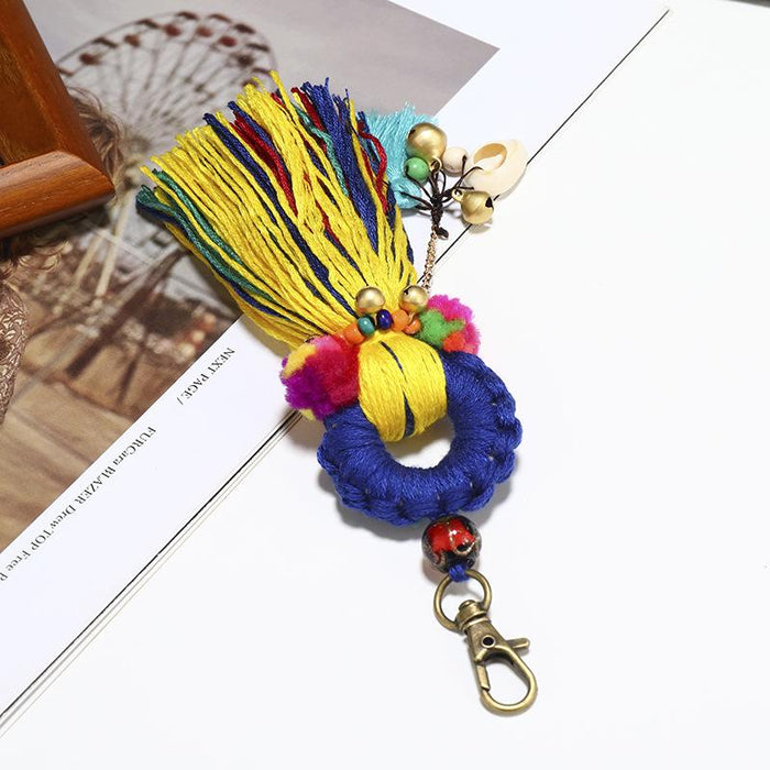 Bohemian Handmade Wool Ball Tassel Keychains Pendant