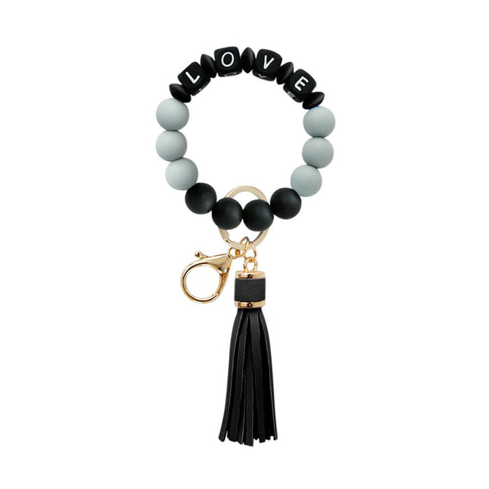 Silicone Leather PU Tassel Card Bag Bracelet Keychain