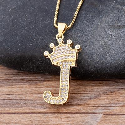 Zircon A-Z Crown Alphabet Necklace