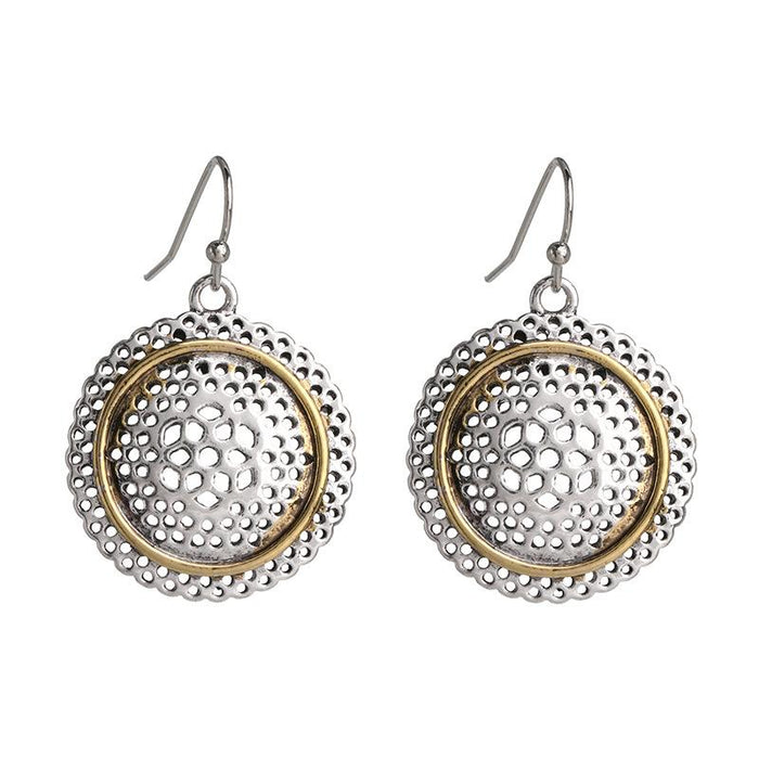 Simple Circular Hollowed Out Retro Female Earrings Accessories