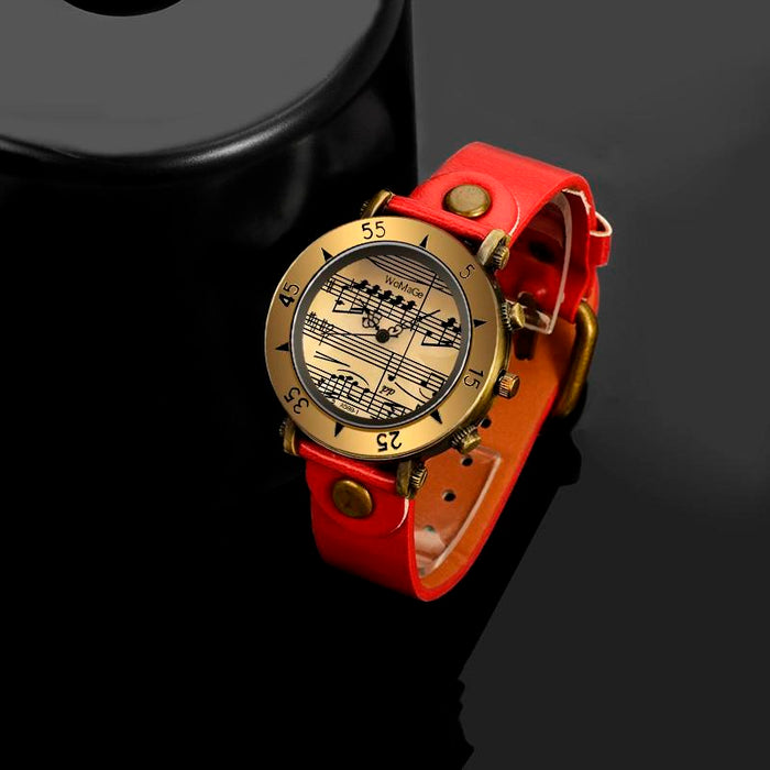 Music Style Fashion Women Leather Watches