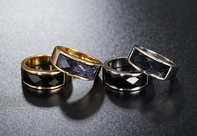 Retro Opal Jade Green Simple Men's and Women's Titanium Steel Ring