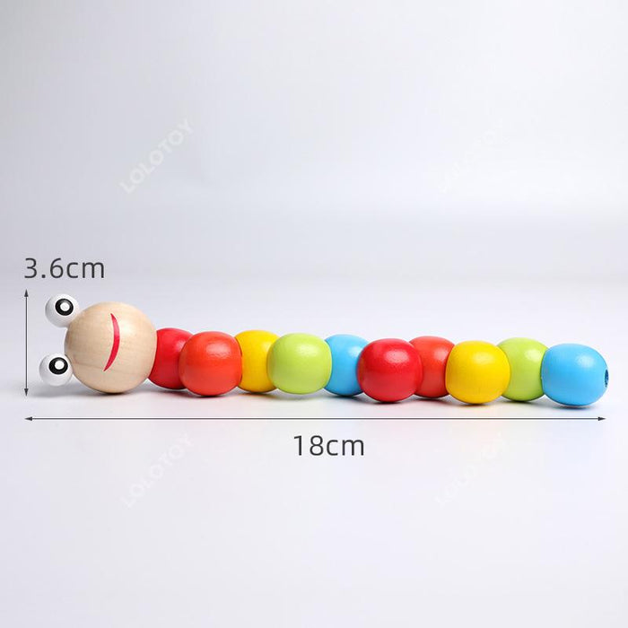 New Wooden Elastic Color Worm Caterpillar Toy Twisted Wood