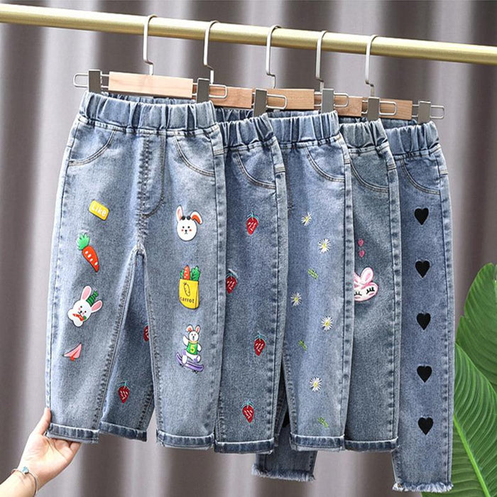 Girls Casual Cartoon Winter Jeans For 2-6 Years