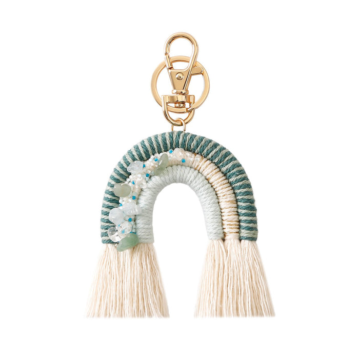 2022 New Hand Woven Tassel Rainbow Crystal Keychain