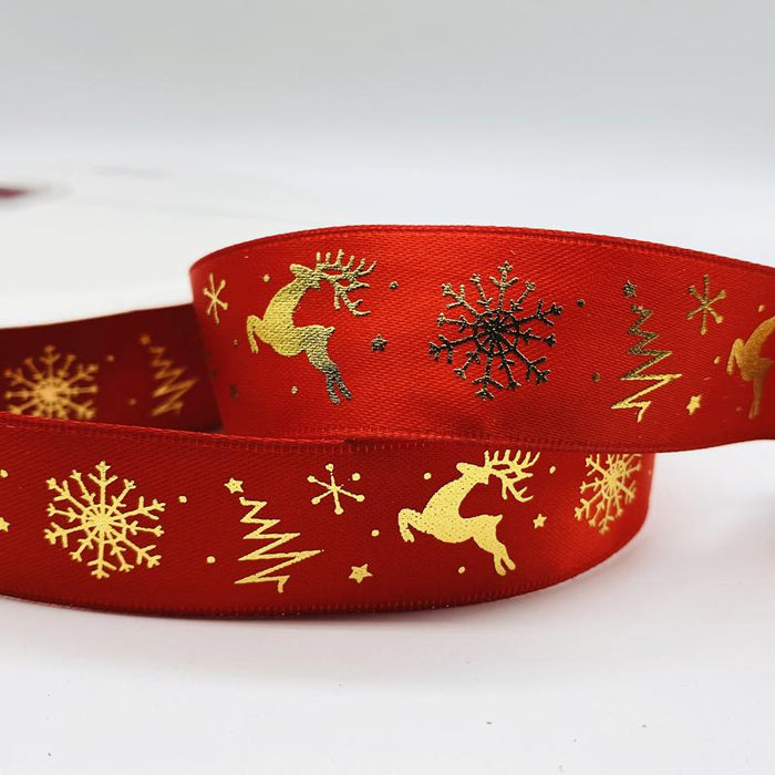 5yards 10mm 15mm 25mm Christmas Ribbon Printed