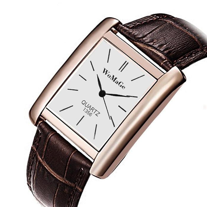 Men Watches Rectangle Quartz Leather Watches Elegant Wristwatch