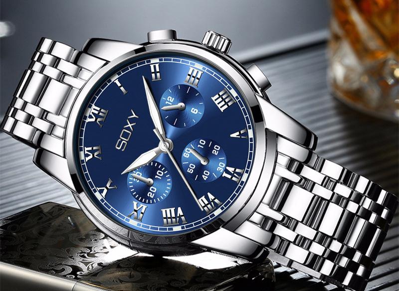Business Watch Men Steel Metal Band Quartz Wristwatch