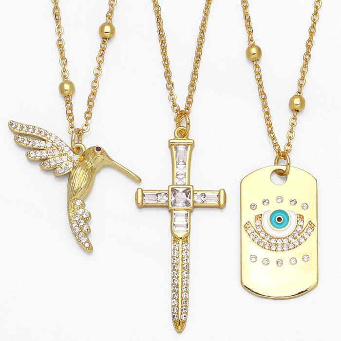 Temperament Drop Oil Diamond Eye Pendant Necklace