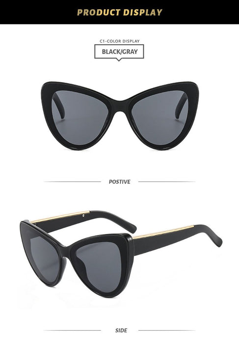 Large frame cat's eye women's contrast Sunglasses