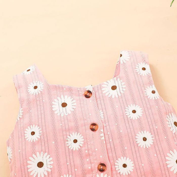 Little Girls Pink Flower Two Piece Clothing Set