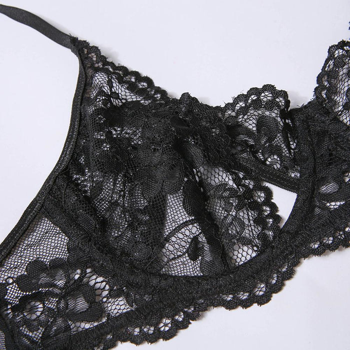 Women Lace Underwear Sexy Bra Lingerie Three Piece Set