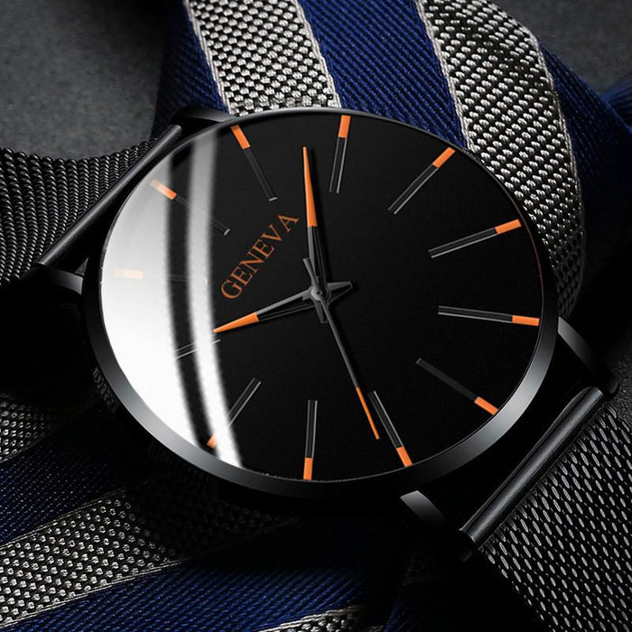 Minimalist Men's Fashion Ultra Thin Watches Simple Business Stainless