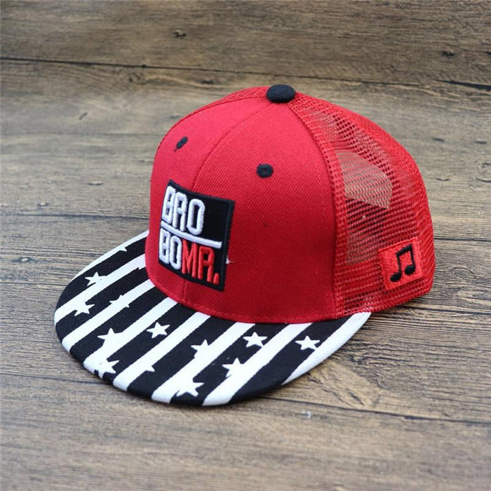 Children's Striped Pentagram Alphabet Hip Hop Mesh Baseball Cap