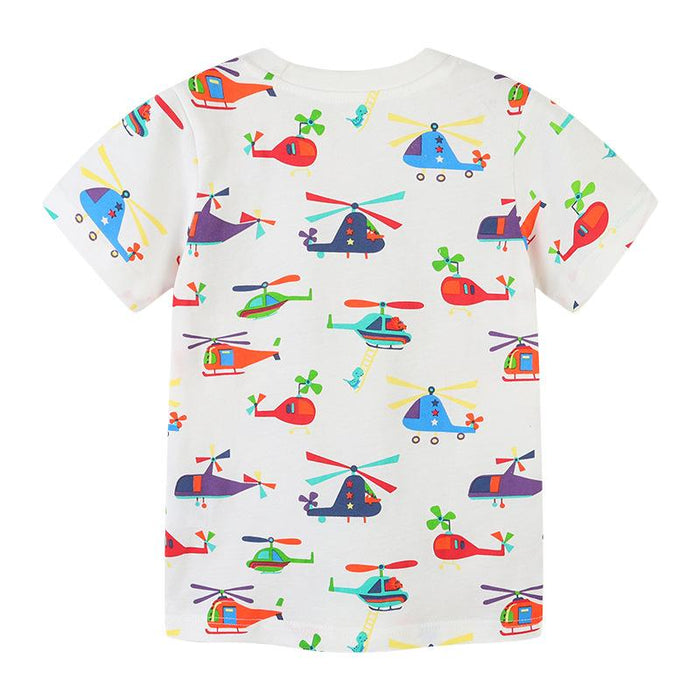 Knitted cotton children's short sleeve T-shirt cartoon round neck printed children's T-shirt
