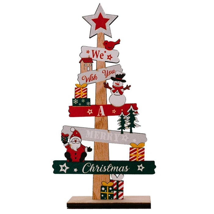 Wooden Desktop Christmas Tree Santa Claus DIY Decoration