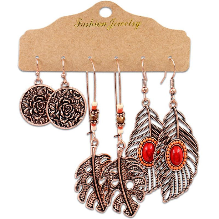 3 pairs/set Earrings Bohemian Style Jewelry X0X36194