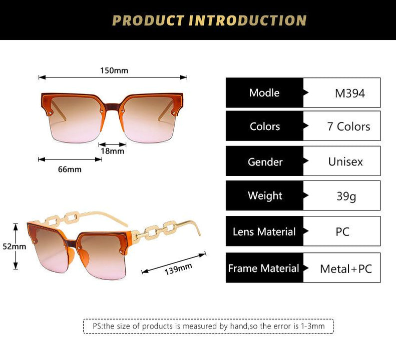 Half frame chain metal sunglasses