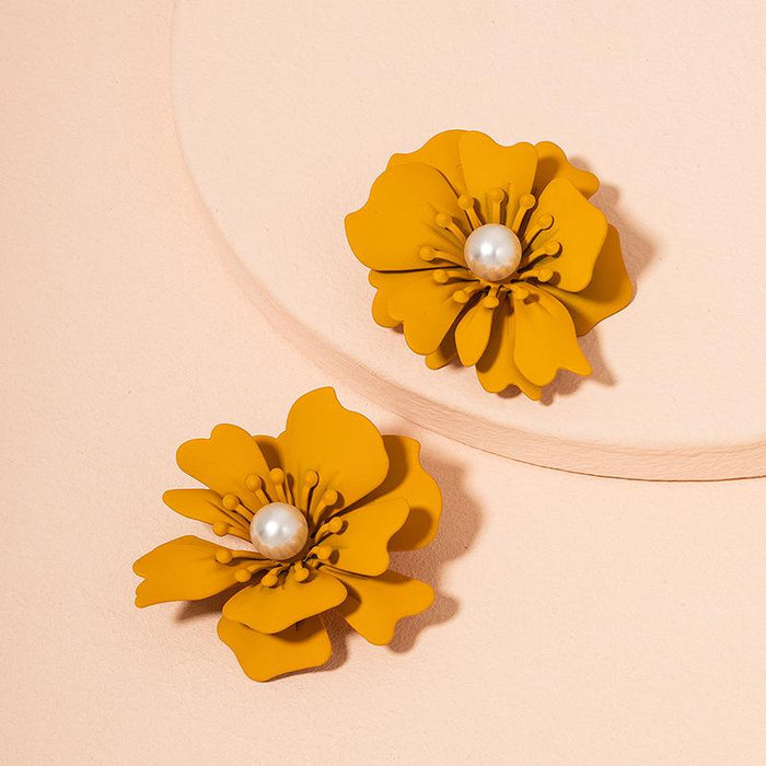 New Creative Fashion Solid Color Flower Earrings