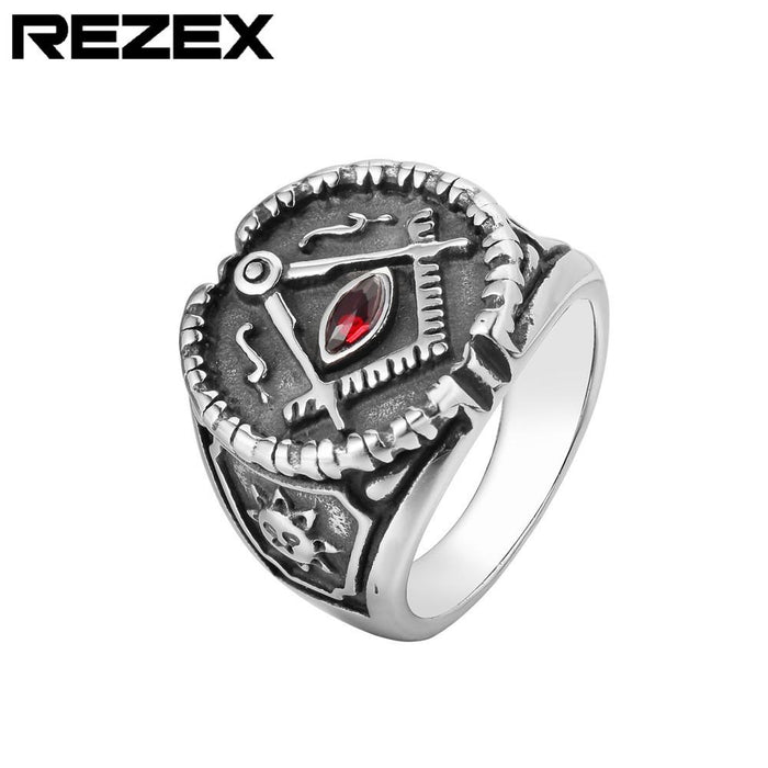 Personality Retro Masonic Men's Titanium Steel Ring