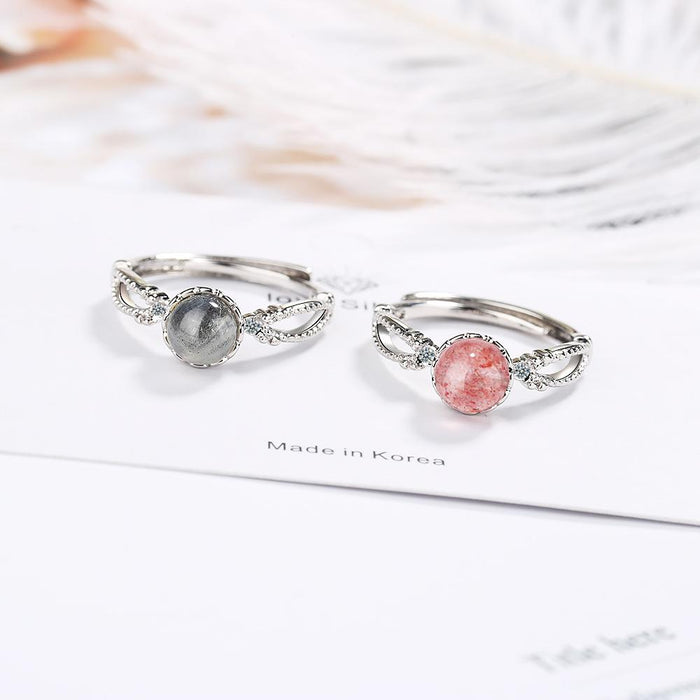 New Simple Literary Pink Open Ring