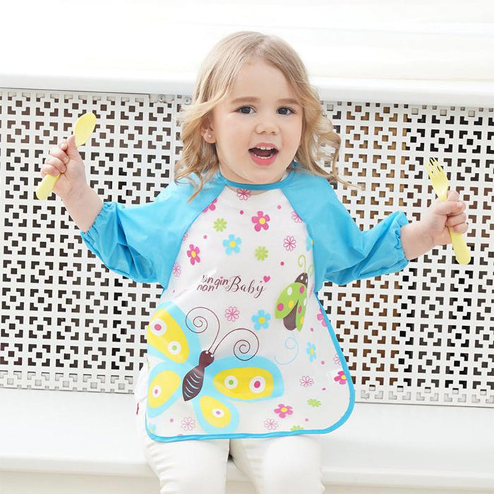 Cute Bibs Waterproof Long Sleeve Apron Children Feeding Smock