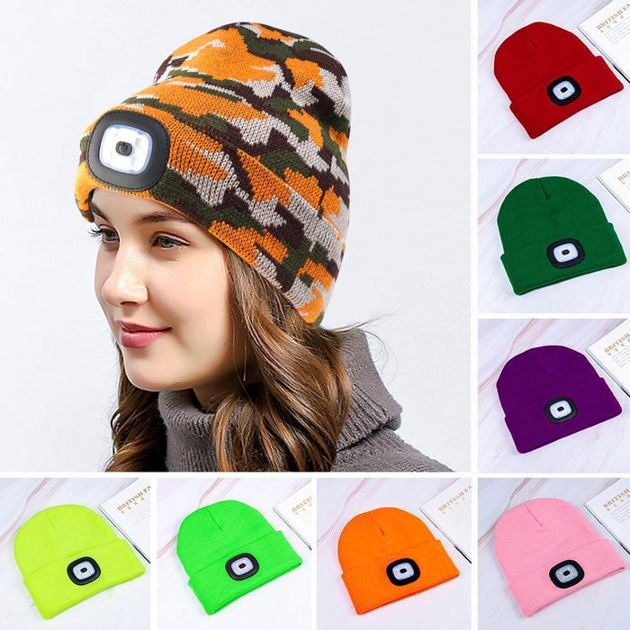 Rechargeable Usb Led Light Keep Warm Beanie