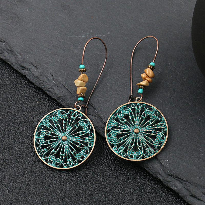 Women's Boho Vintage Bronze Metal Engraved Earrings