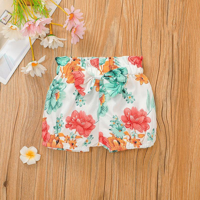 Infant Floral Jumpsuit + Shorts + Headband Set