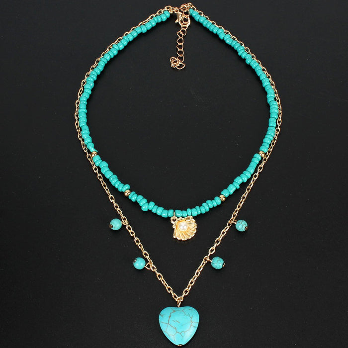 Female Jewelry Personality Love Pendant Pine Stone Necklace Accessories