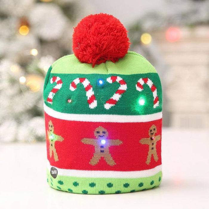 LED Christmas Beanie Christmas Light Up Knitted Hat