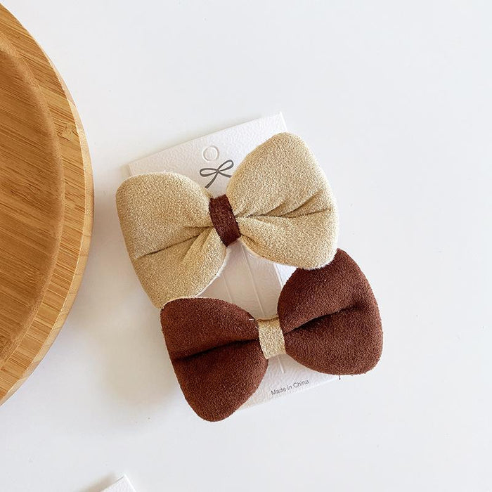 2 Milk Tea Cloth Bow Edge Clips