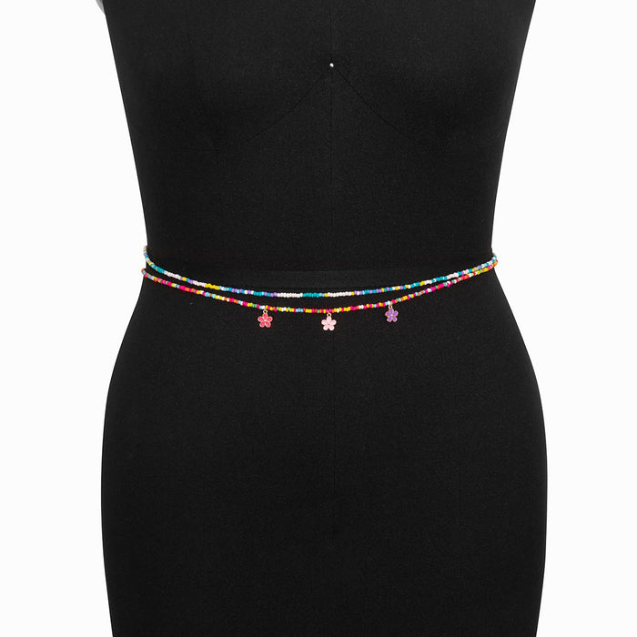 Colorful Beaded Waist Chain Geometric Stretch Body Chain