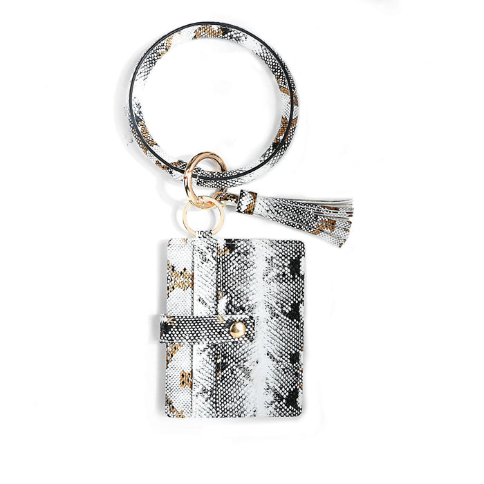 Wrist PU Leather Card Bag Key Chain Coin Purse Pendant