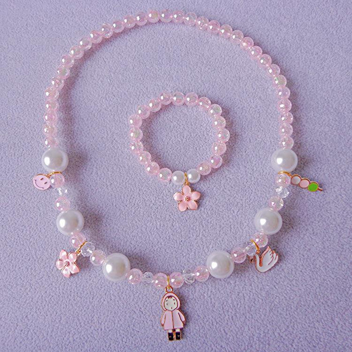 Children's Necklace Bracelet Set Cartoon Candy Color Beaded Necklace