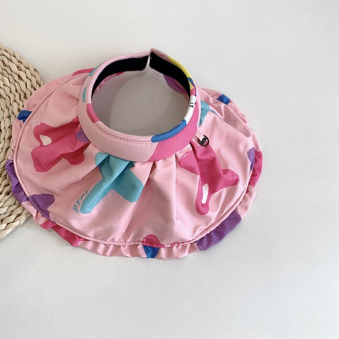 Summer Trendy Cartoon Rainbow Print Children's Big Brim Sunshade Hat