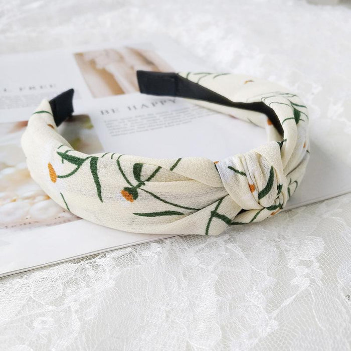 New Flower Headband Women Solid Color Knotted Hairband
